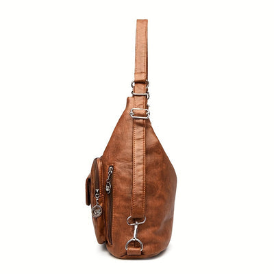 Francesca | Multi-Pocket Leather Shoulder Bag