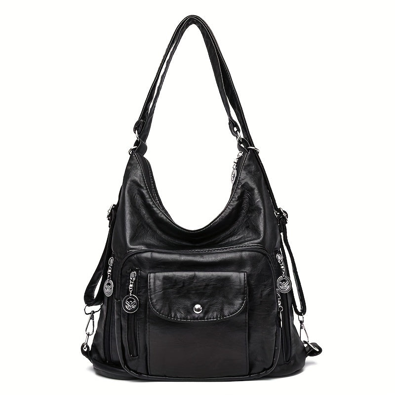 Francesca | Multi-Pocket Leather Shoulder Bag