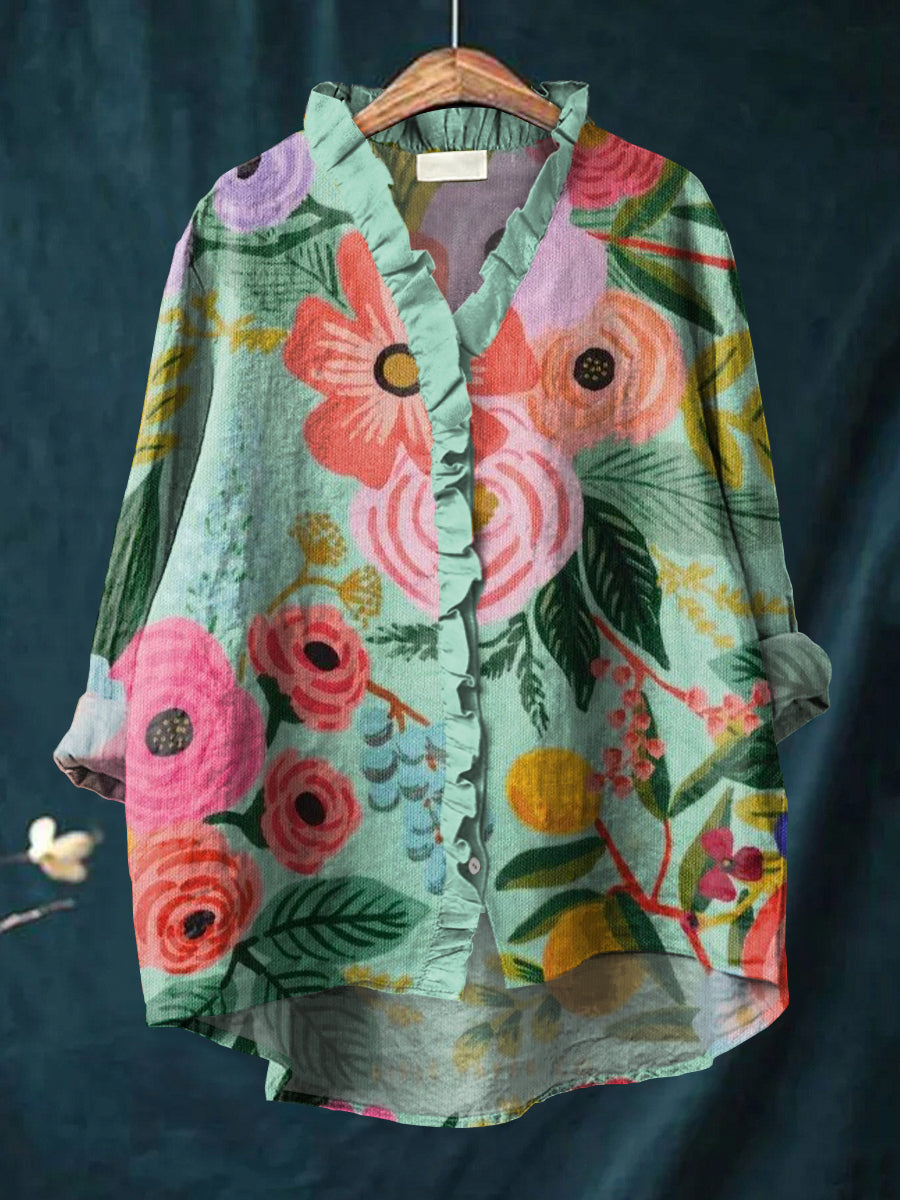 Nia | Ruffle Collar Boho Blouse