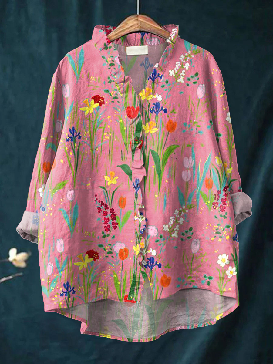 Noella | Ruffle Collar Boho Blouse