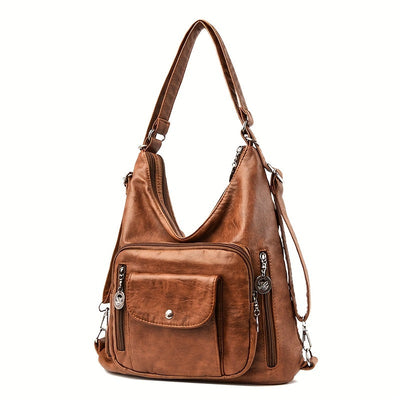 Francesca | Multi-Pocket Leather Shoulder Bag