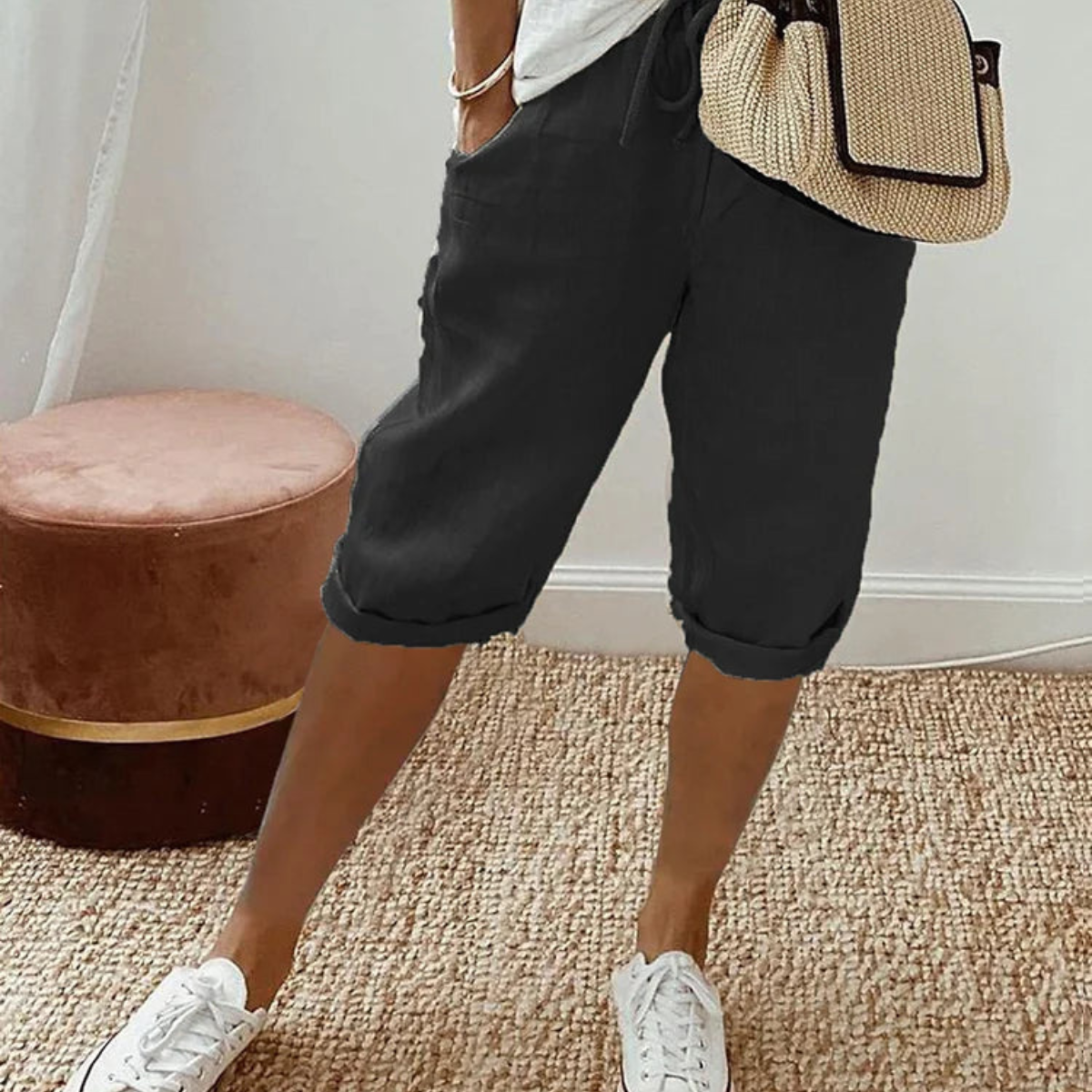 Tilda | Charcoal Linen Shorts