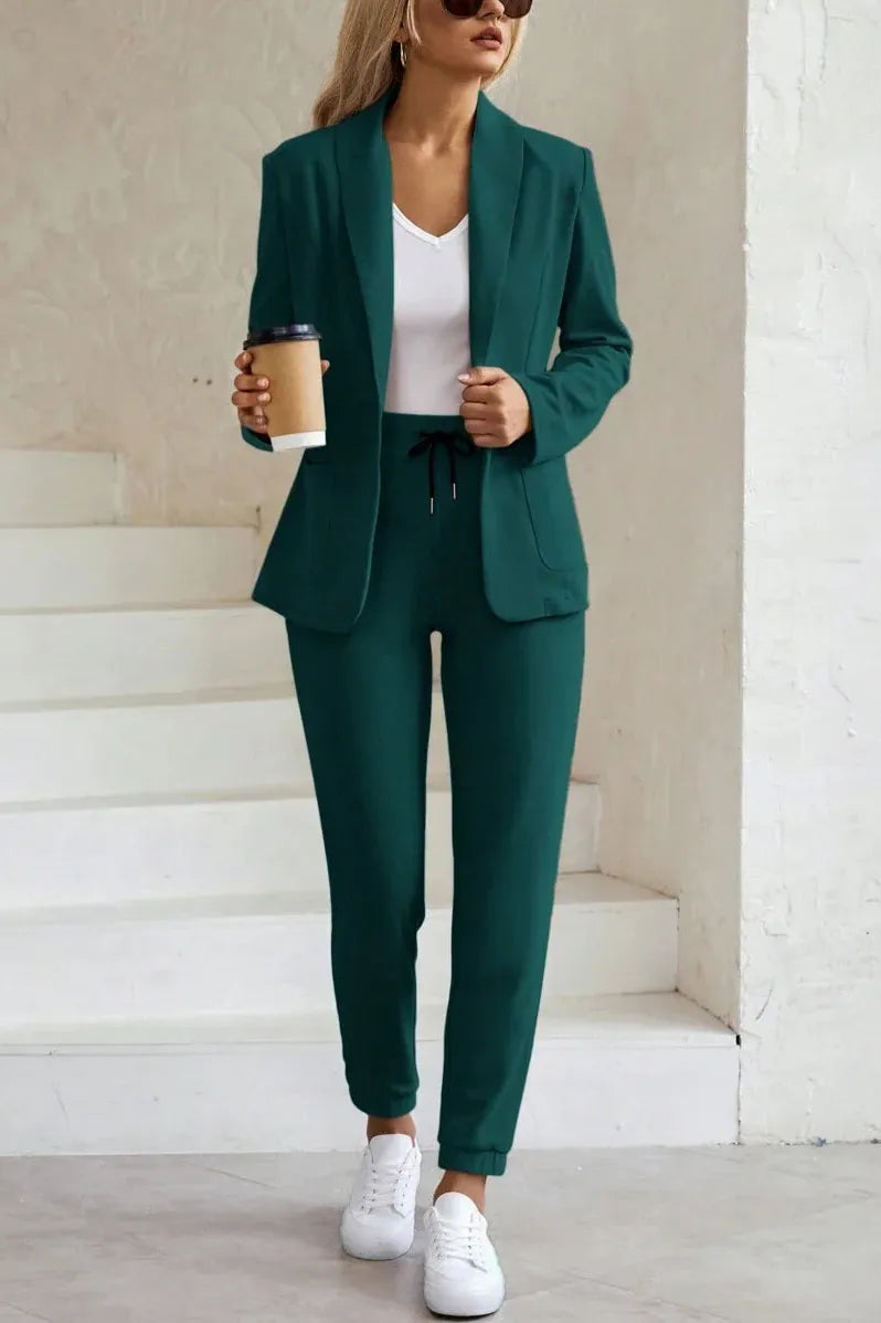 Oriana | Green Blazer Jogger Set