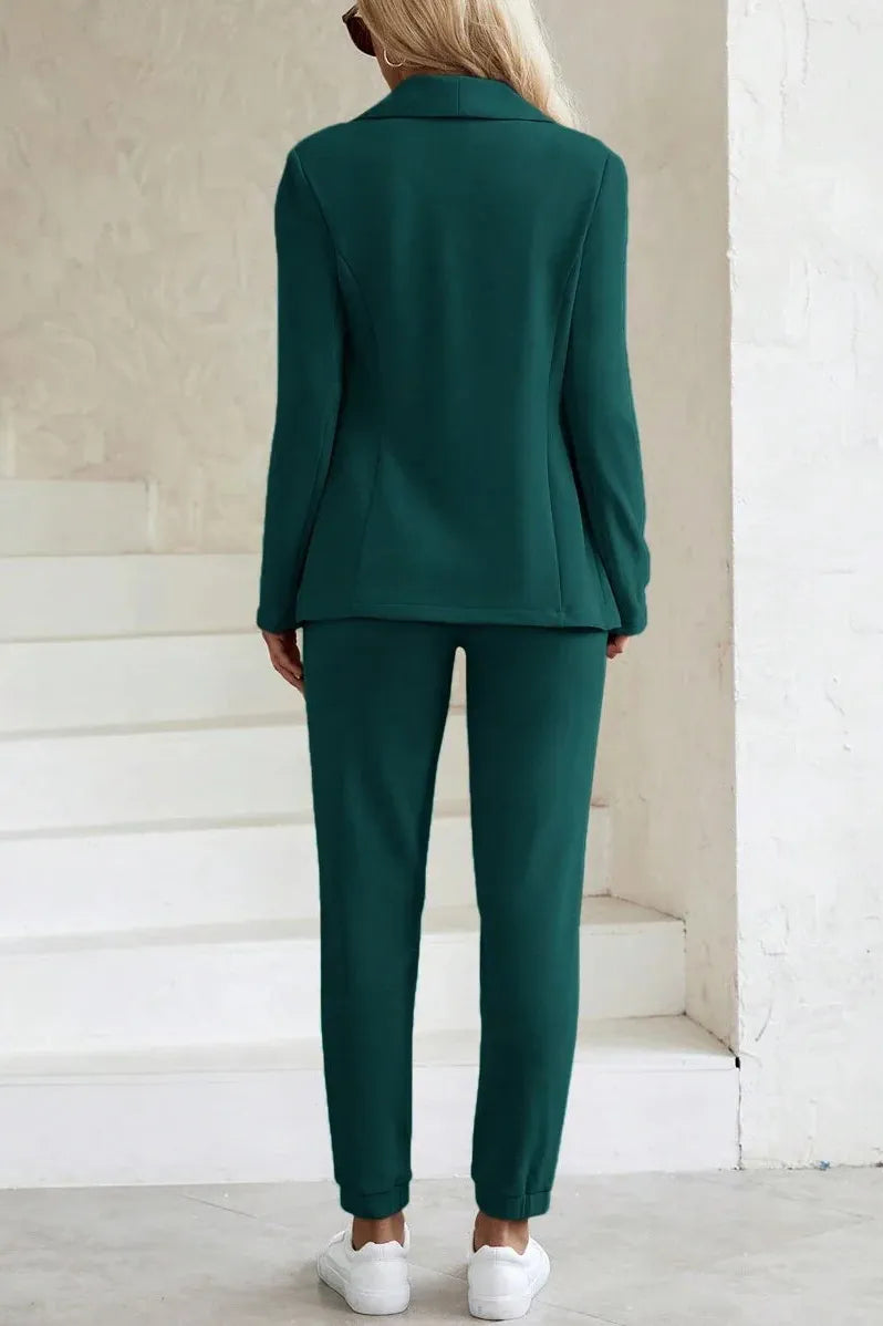 Oriana | Green Blazer Jogger Set