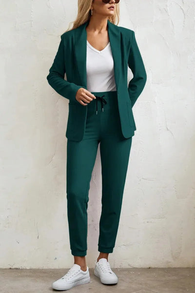 Oriana | Green Blazer Jogger Set