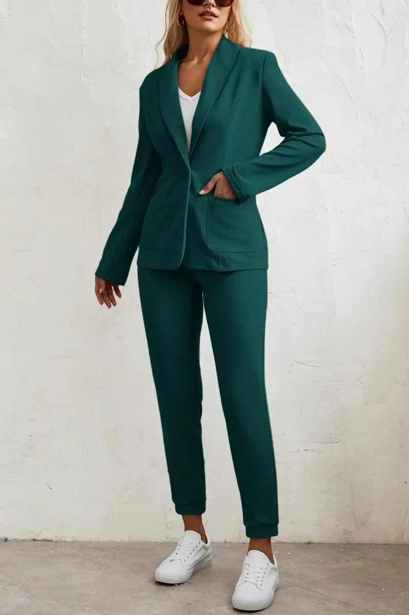 Oriana | Green Blazer Jogger Set