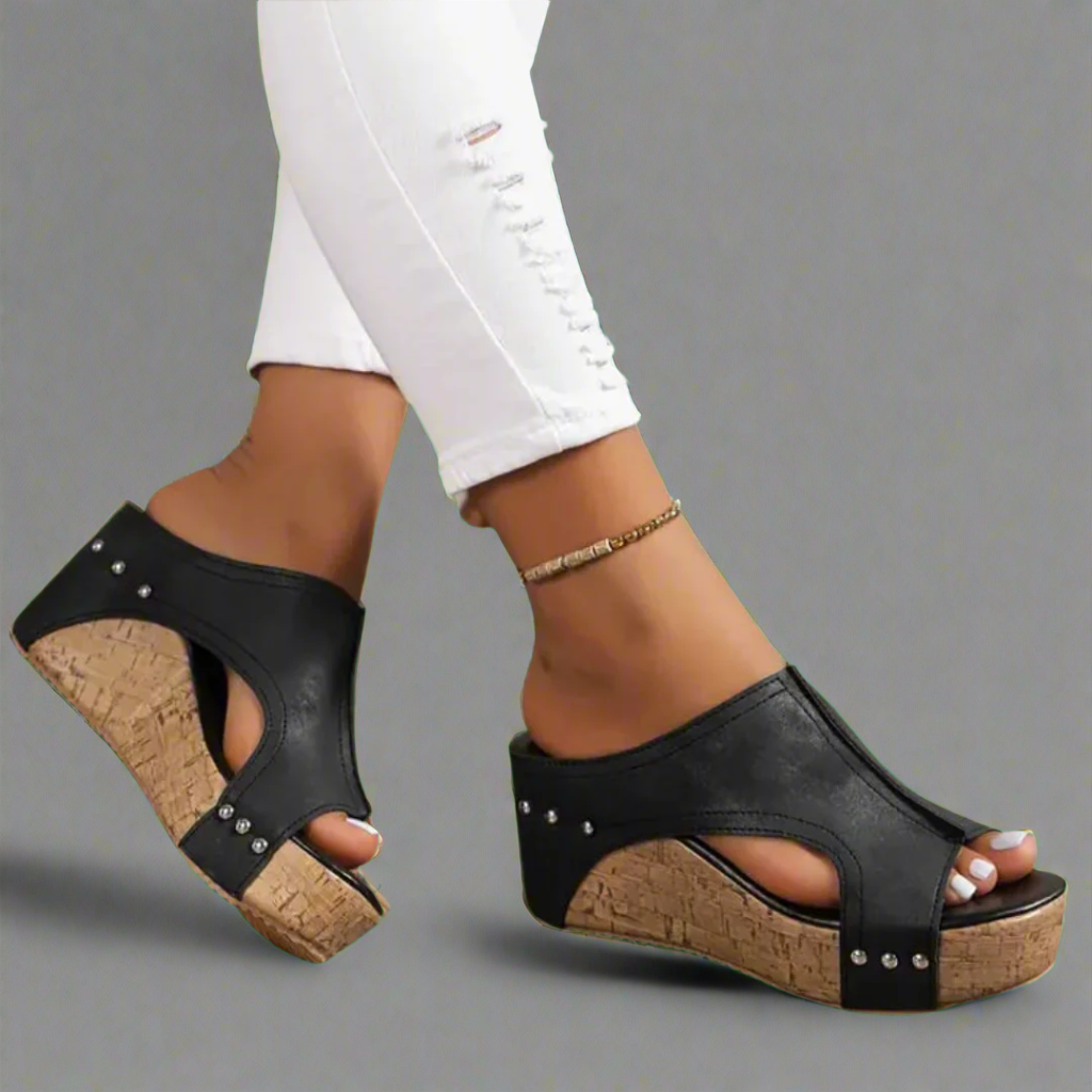 Liv | Cork Wedge Sandals