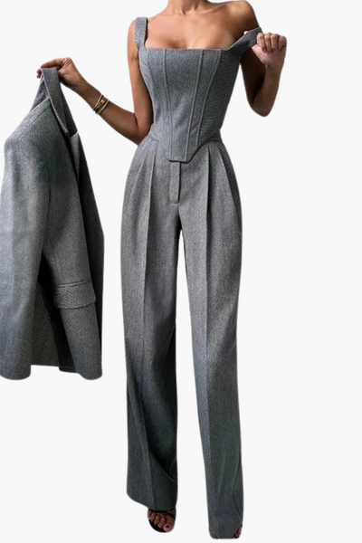 Olive | Houndstooth Blazer and Pants Set