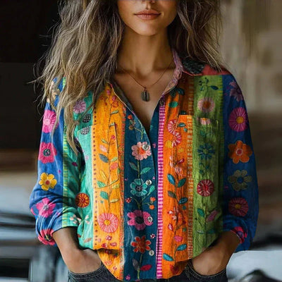 Freja | Patterned Red Blouse