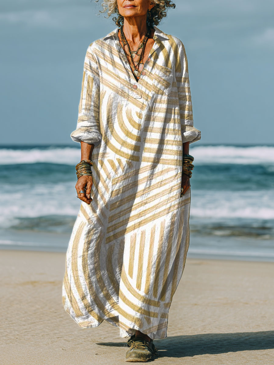 Luna | Geometric Stripes Dress