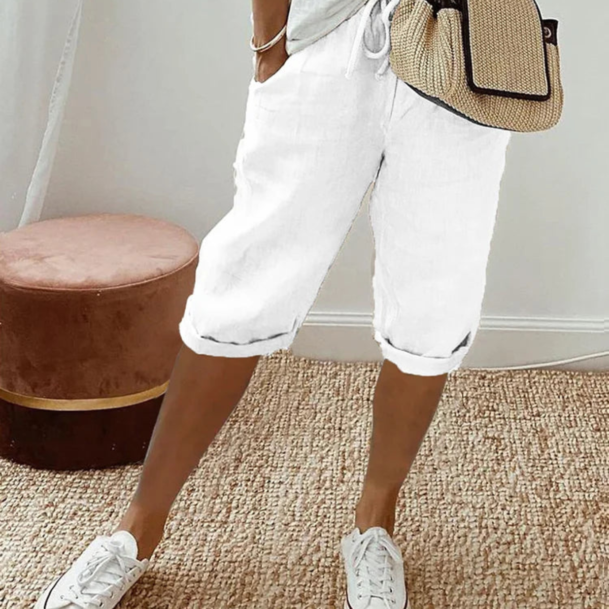 Mia | White Linen Shorts