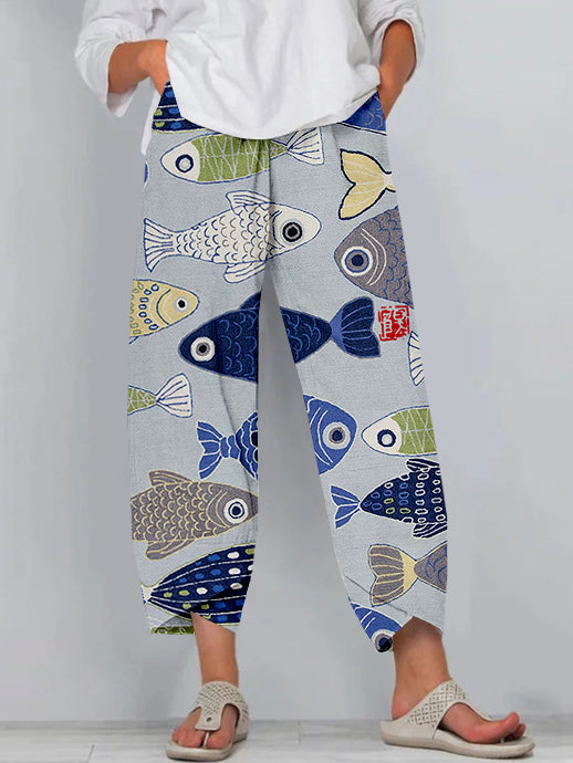 Clara | Colorful Fish Print Pants