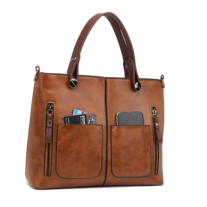 Dagmar | Dual Pocket Leather Tote