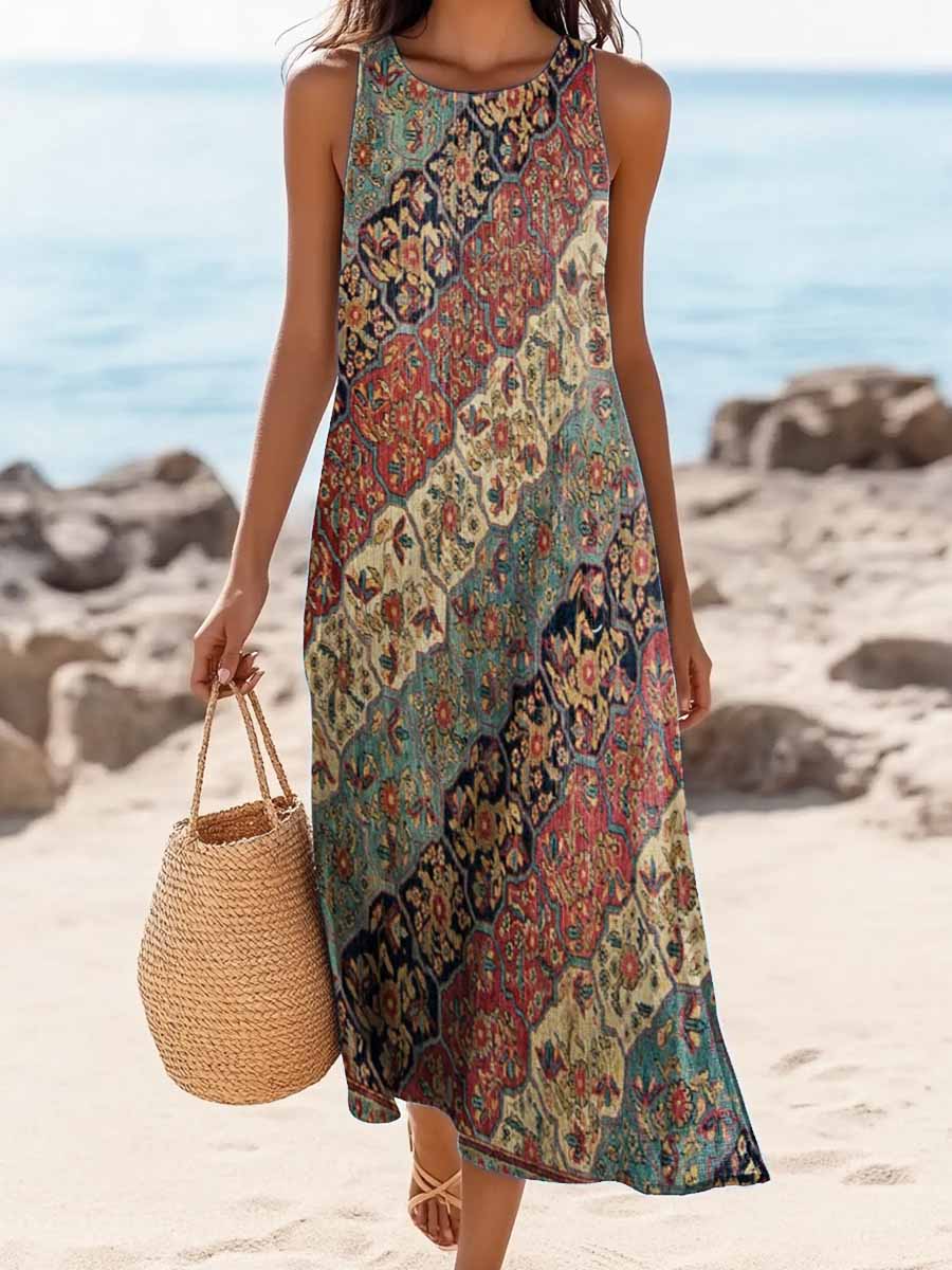 Clara | Bohemian Tile Print Summer Dress