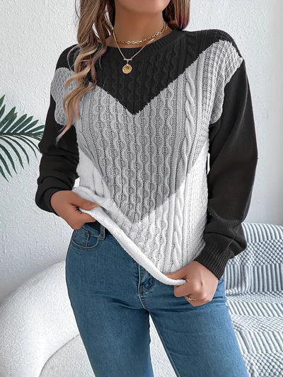 Fiora | Color Block Heart Sweater