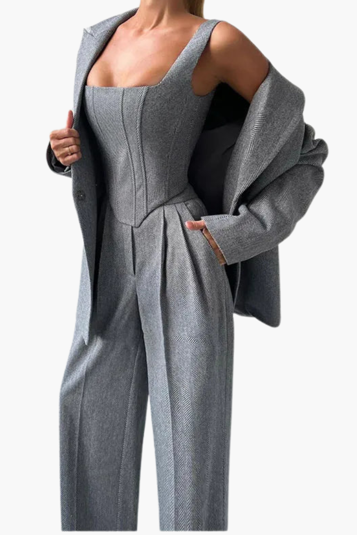 Olive | Houndstooth Blazer and Pants Set