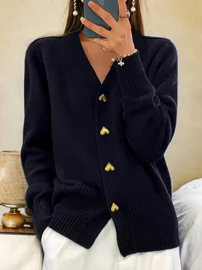 Freja | Elegant Heart Button Sweater