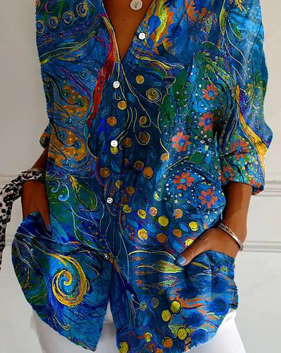 Maja | Artistic Print Button-Up Shirt