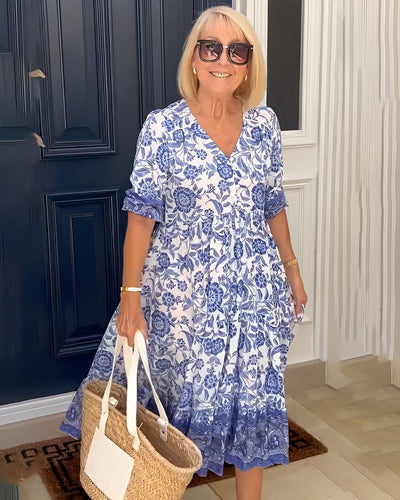 Keisha | Elegant Floral Dress with V-Neck