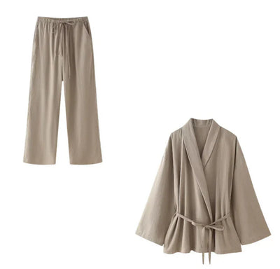 Edith | Wrap Top & Wide-Leg Pants Set