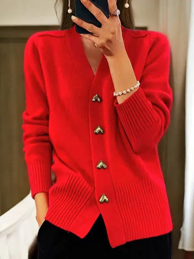 Freja | Elegant Heart Button Sweater