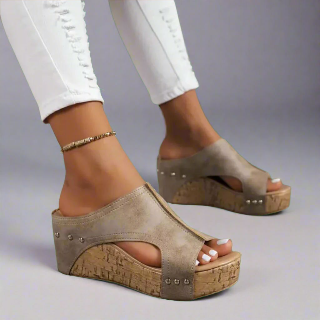 Liv | Cork Wedge Sandals
