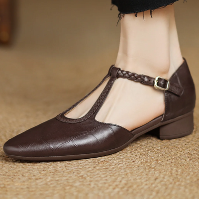Emma | Braided Strap Leather Flats