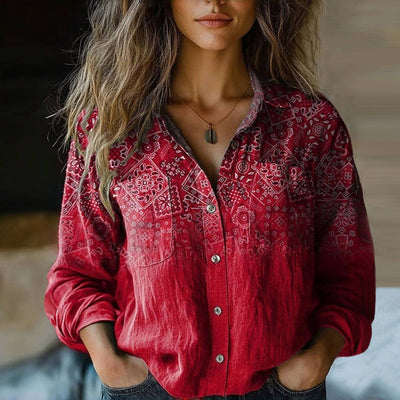 Freja | Patterned Red Blouse