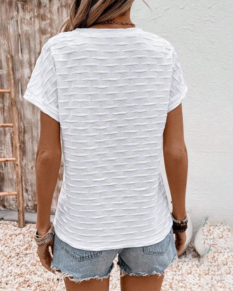 Sanne | Textured V-Neck Blouse