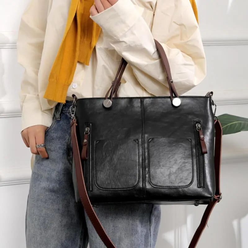 Dagmar | Dual Pocket Leather Tote