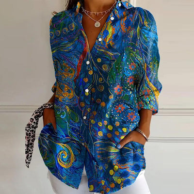 Maja | Artistic Print Button-Up Shirt