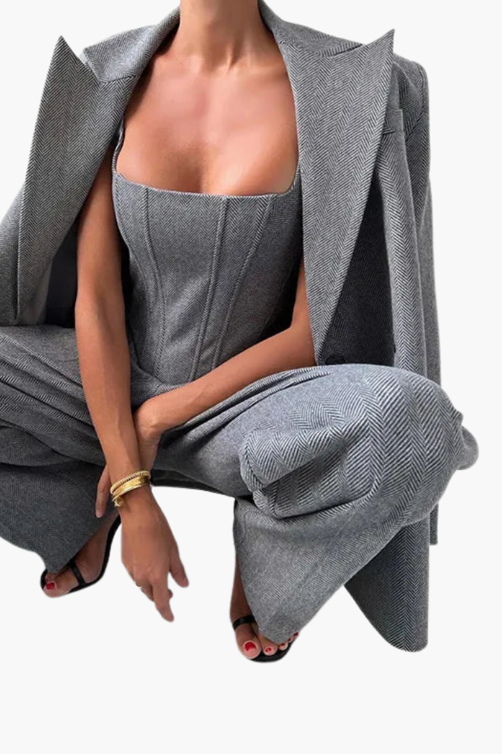Olive | Houndstooth Blazer and Pants Set