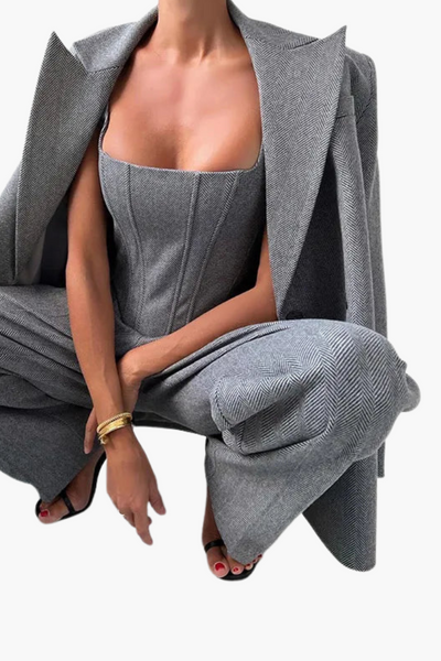 Olive | Houndstooth Blazer and Pants Set