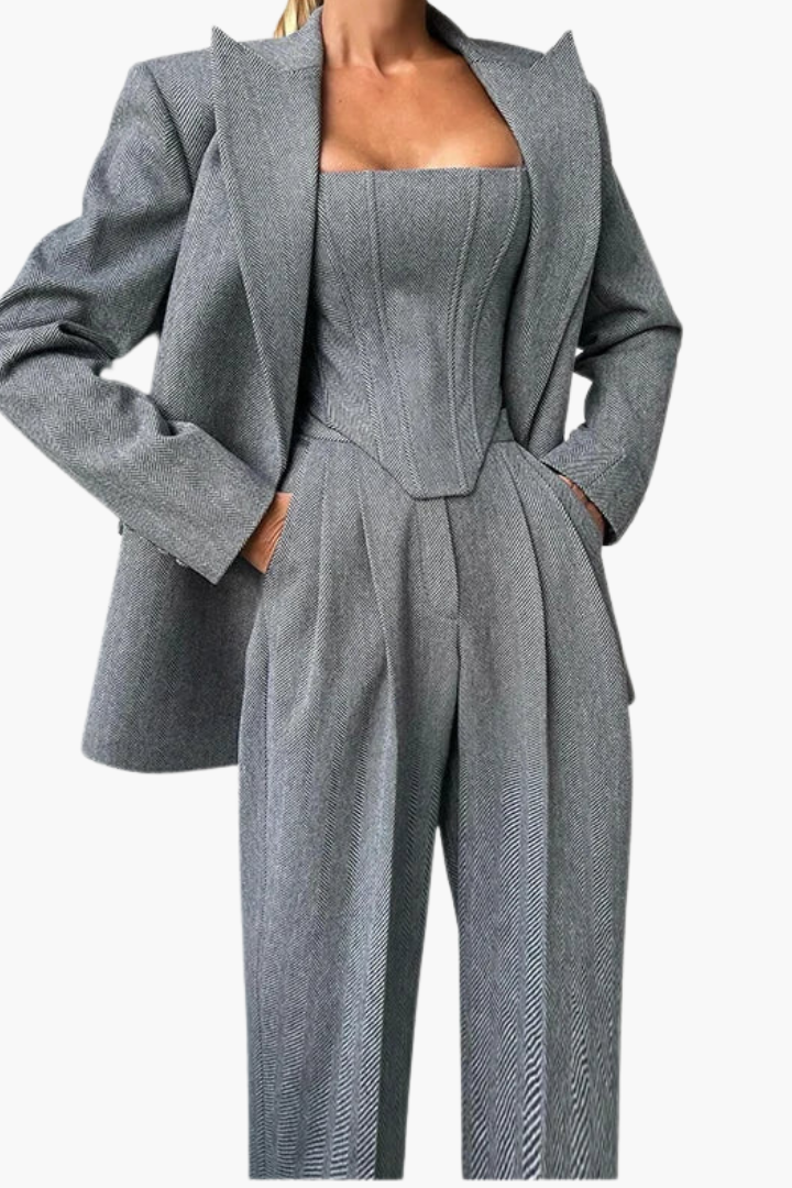 Olive | Houndstooth Blazer and Pants Set