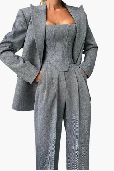 Olive | Houndstooth Blazer and Pants Set