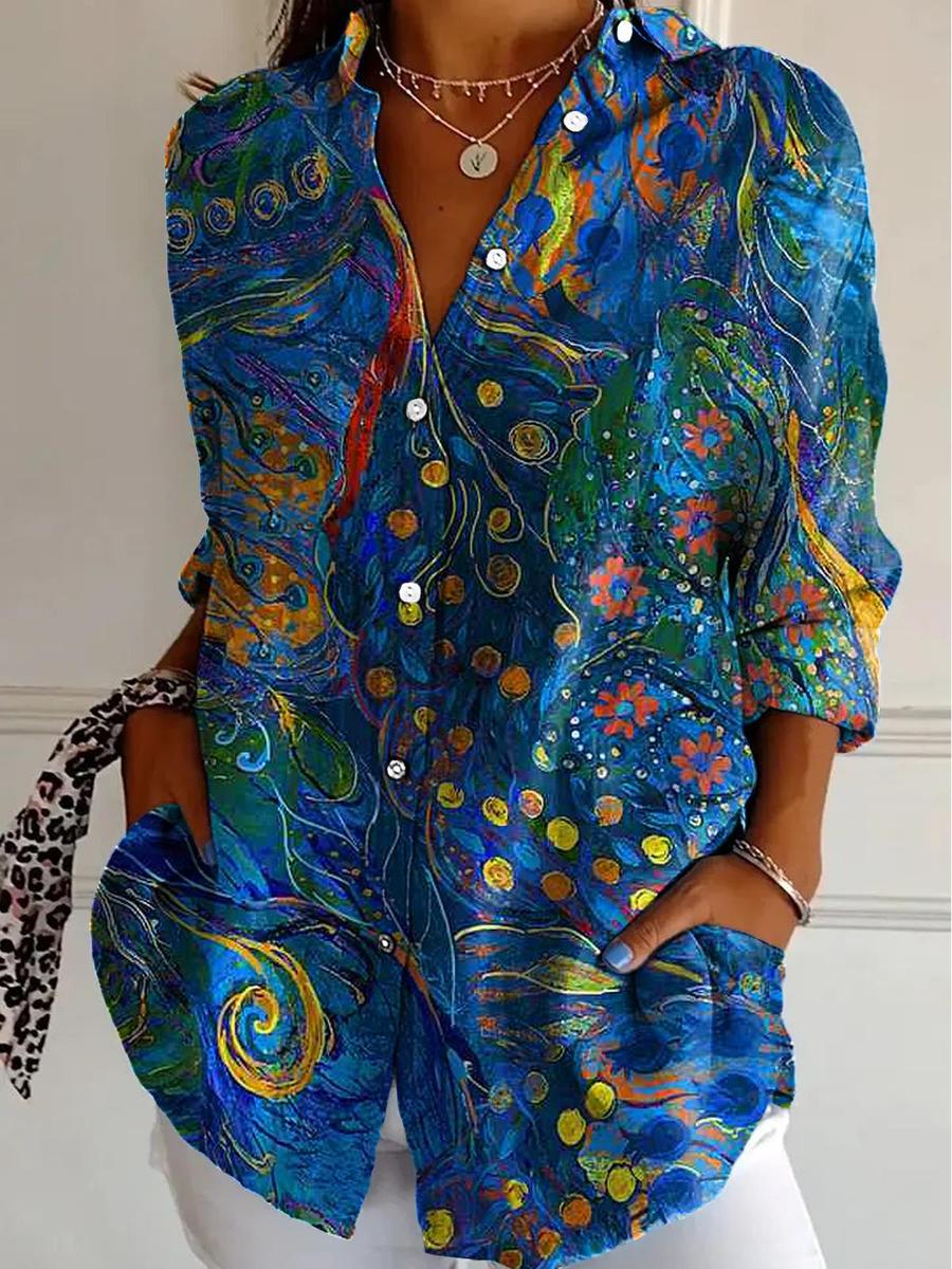 Maja | Artistic Print Button-Up Shirt