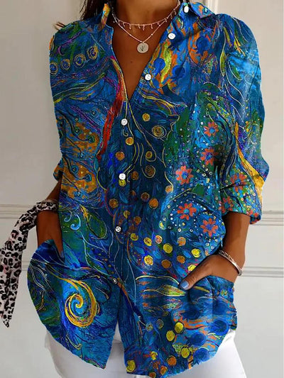 Maja | Artistic Print Button-Up Shirt