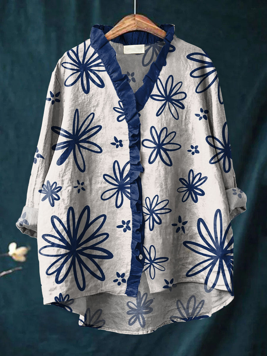 Niana | Ruffle Collar Boho Blouse