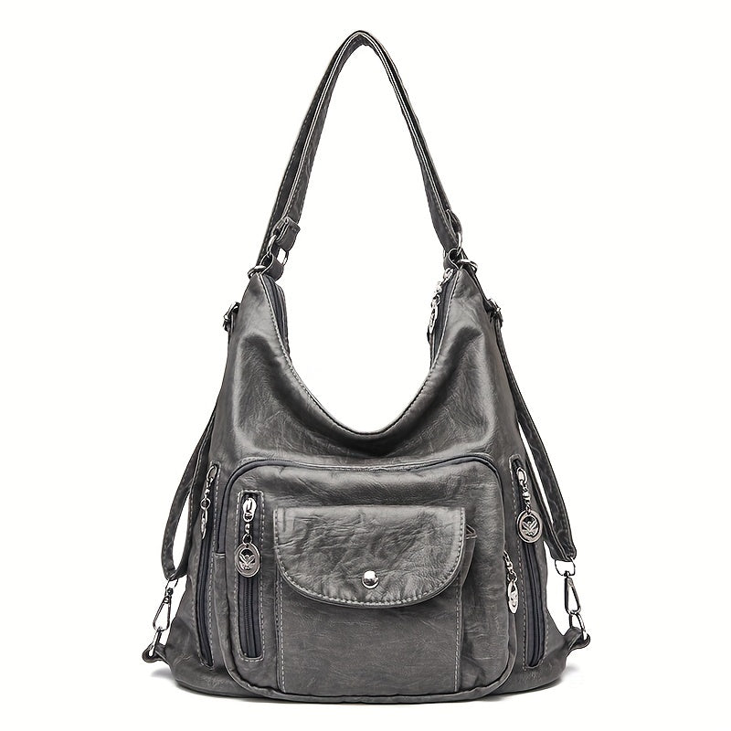 Francesca | Multi-Pocket Leather Shoulder Bag