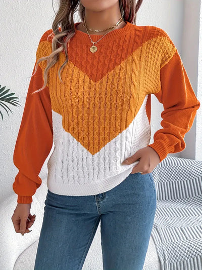 Fiora | Color Block Heart Sweater