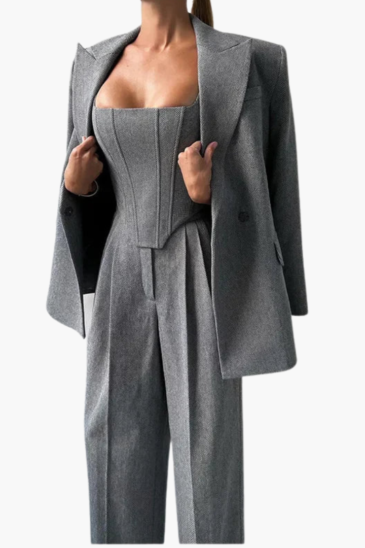 Olive | Houndstooth Blazer and Pants Set