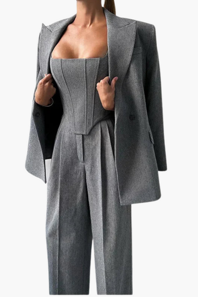 Olive | Houndstooth Blazer and Pants Set