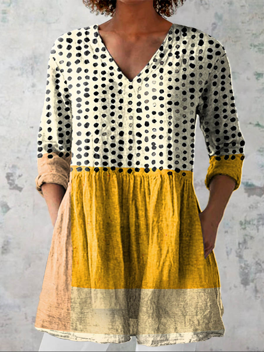 Esther | Polka Dot and Color Block Shirt