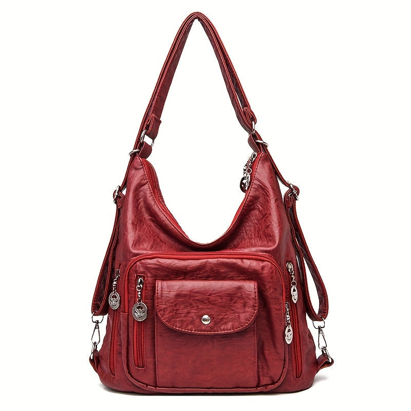 Francesca | Multi-Pocket Leather Shoulder Bag