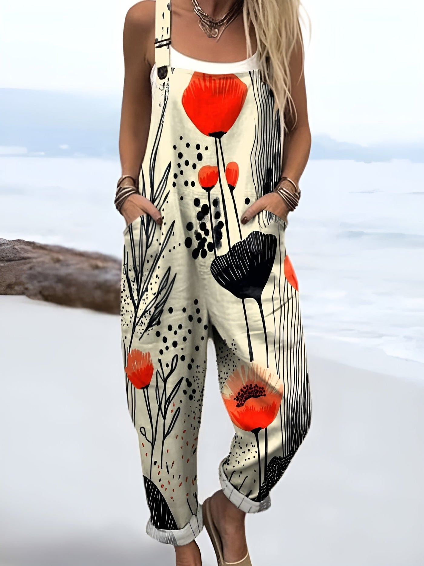 Sophie | Bold Poppy Print Jumpsuit