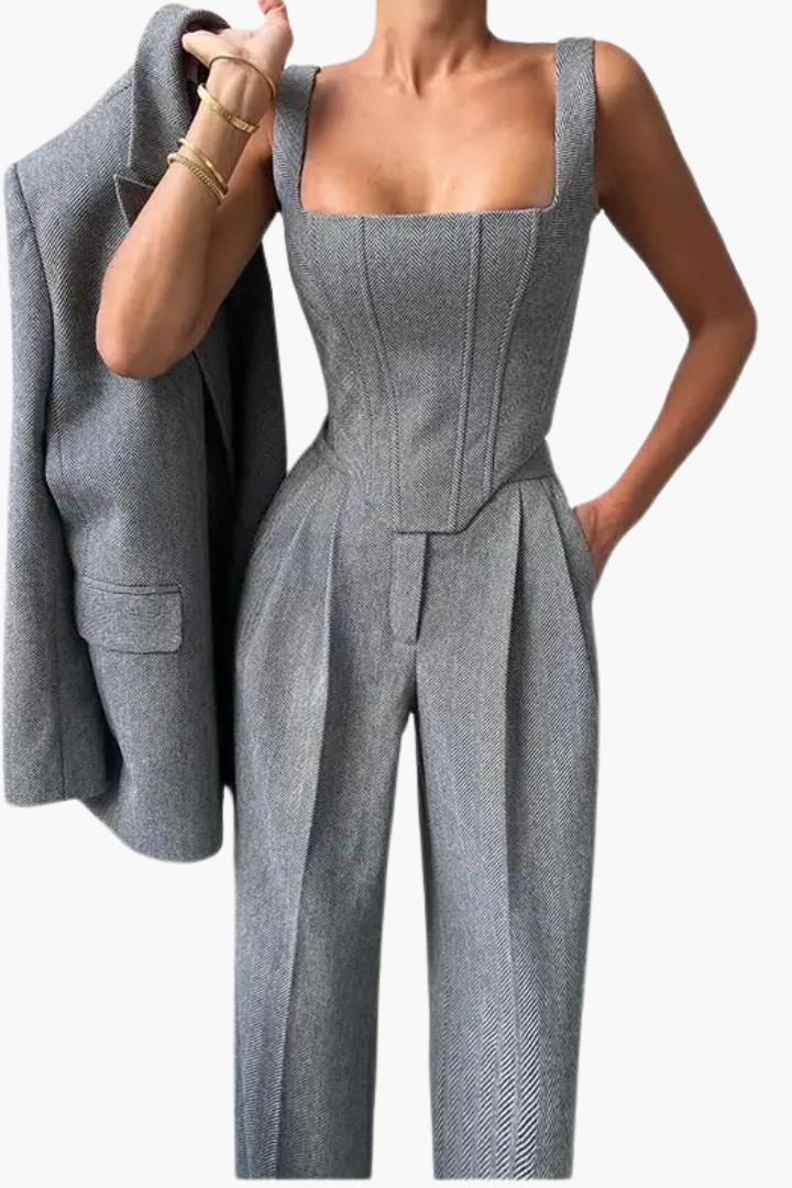 Olive | Houndstooth Blazer and Pants Set