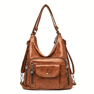 Francesca | Multi-Pocket Leather Shoulder Bag