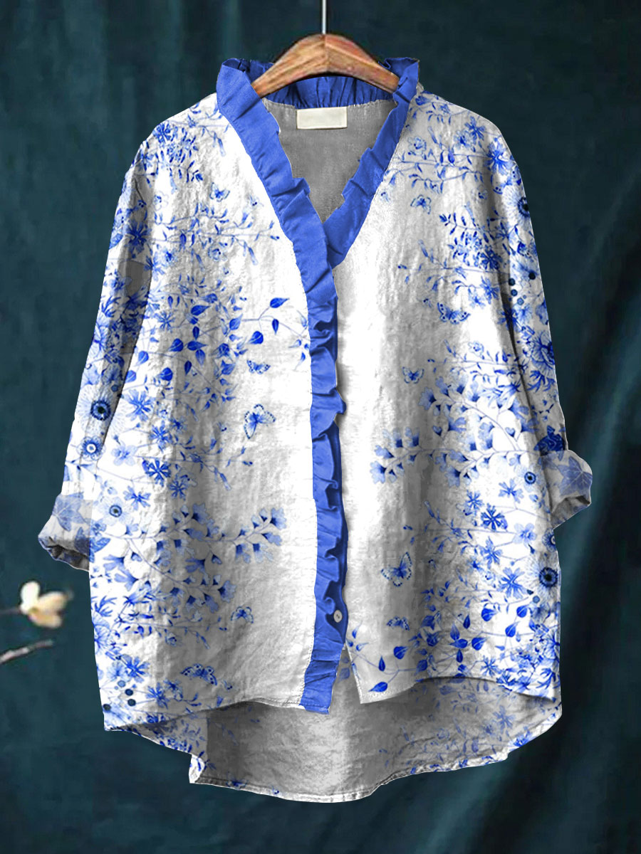 Narya | Ruffle Collar Boho Blouse
