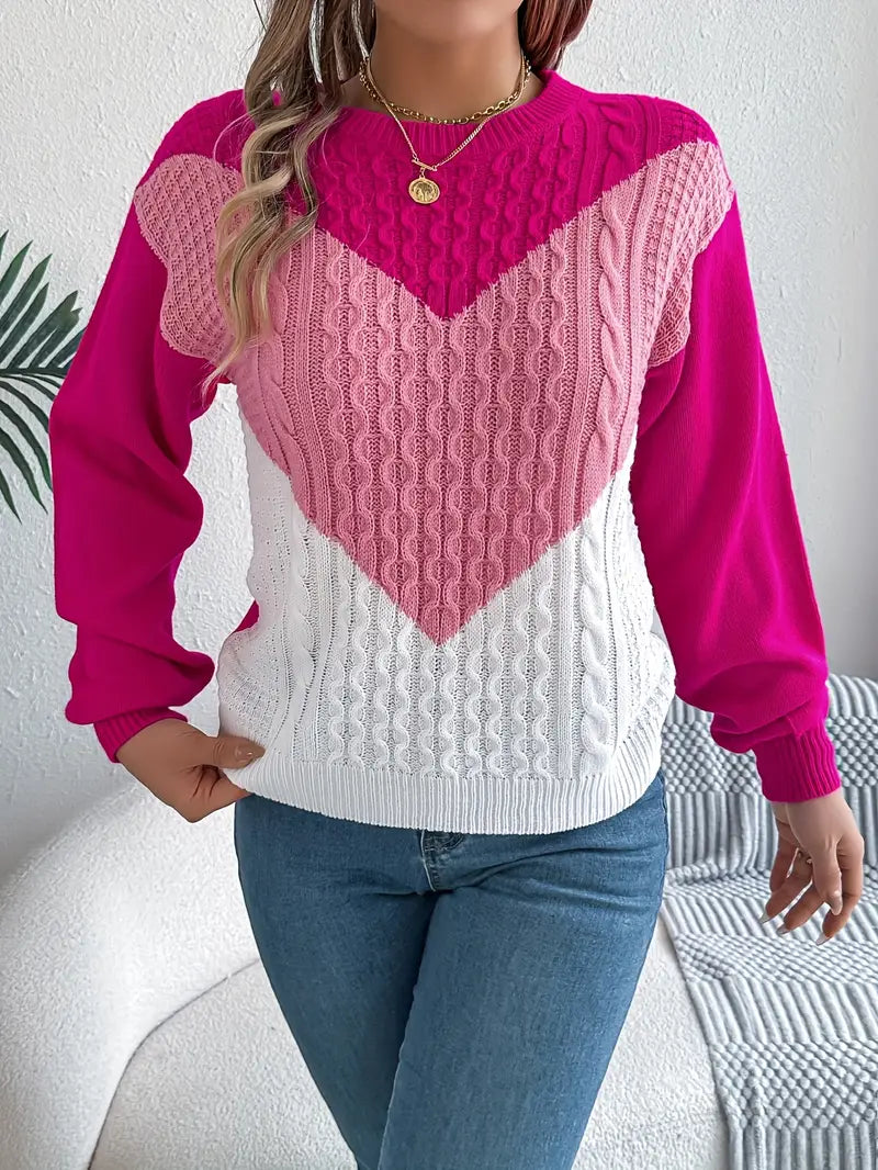 Fiora | Color Block Heart Sweater