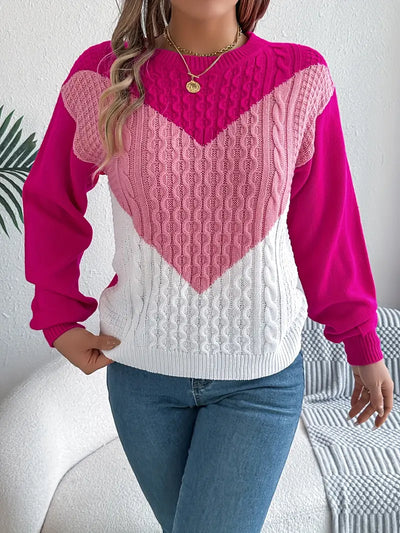 Fiora | Color Block Heart Sweater